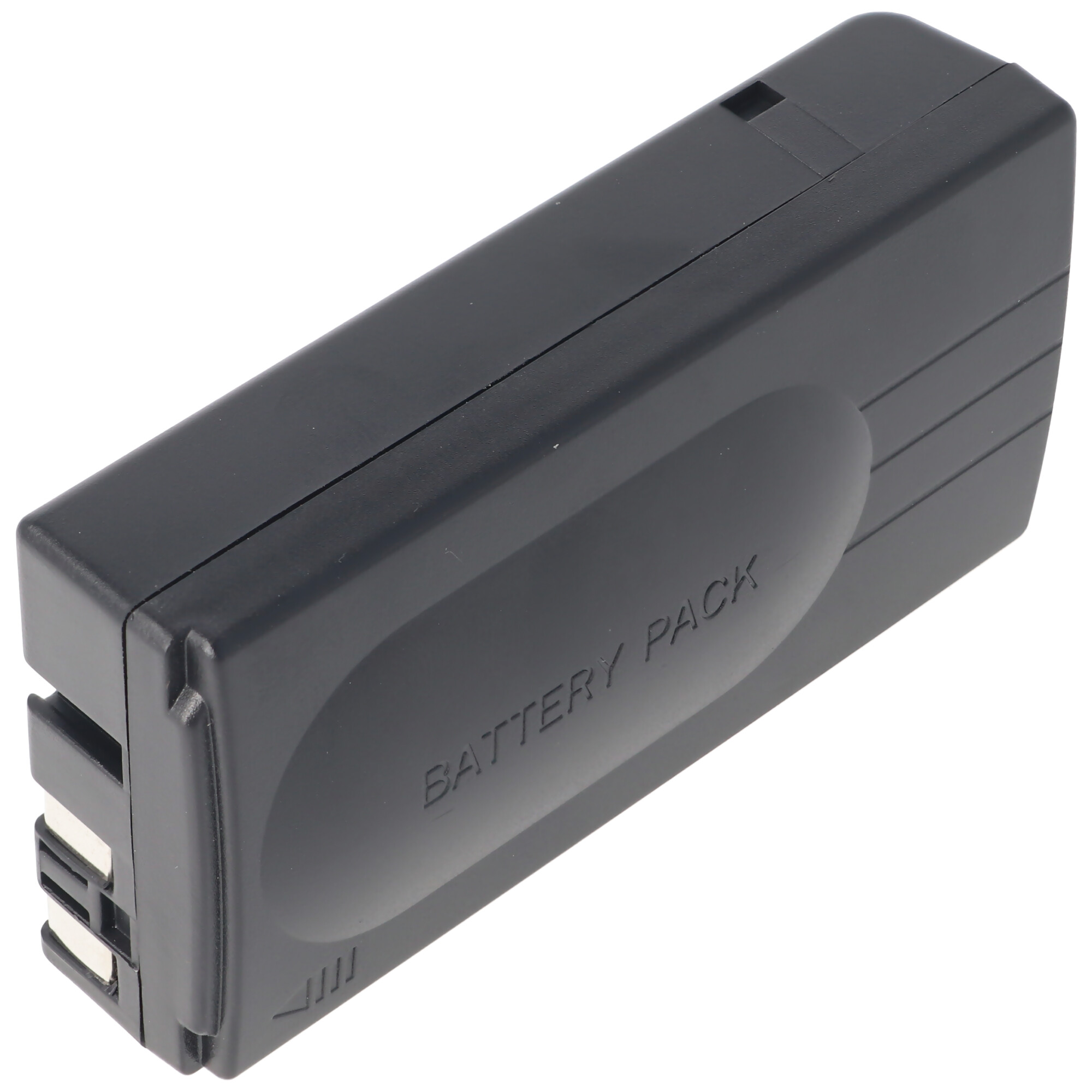 Schwarzer Akku. Die Worte "BATTERY PACK" sind auf dem Pack gedruckt.