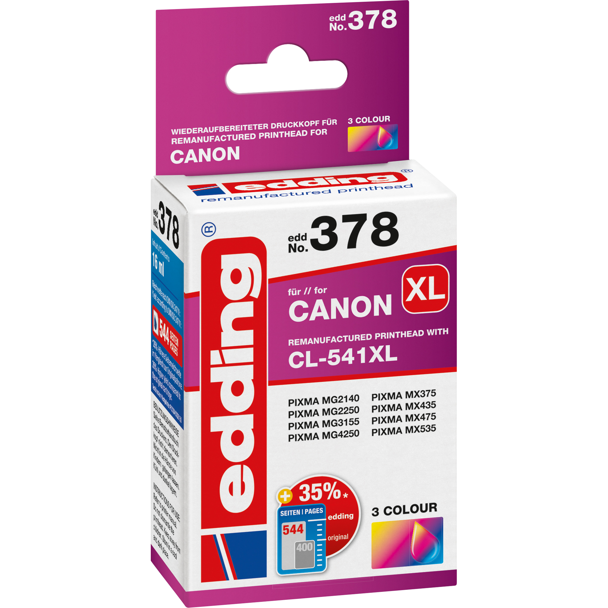 Multicolor 18-378 Canon farbig No.541XL Tintenpatrone EDDING