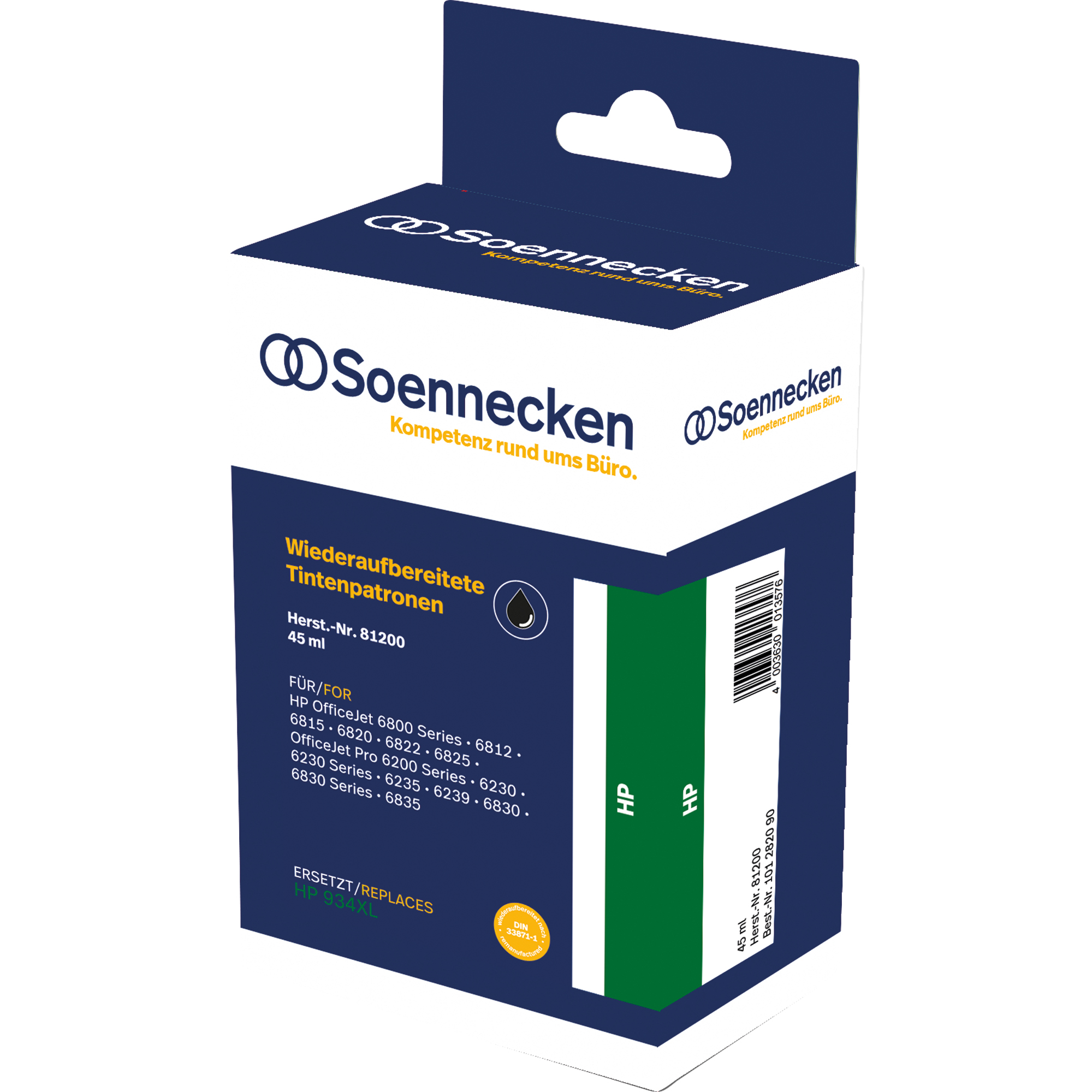 HP schwarz SOENNECKEN wie 81200 Black 934XLBK Tintenpatrone