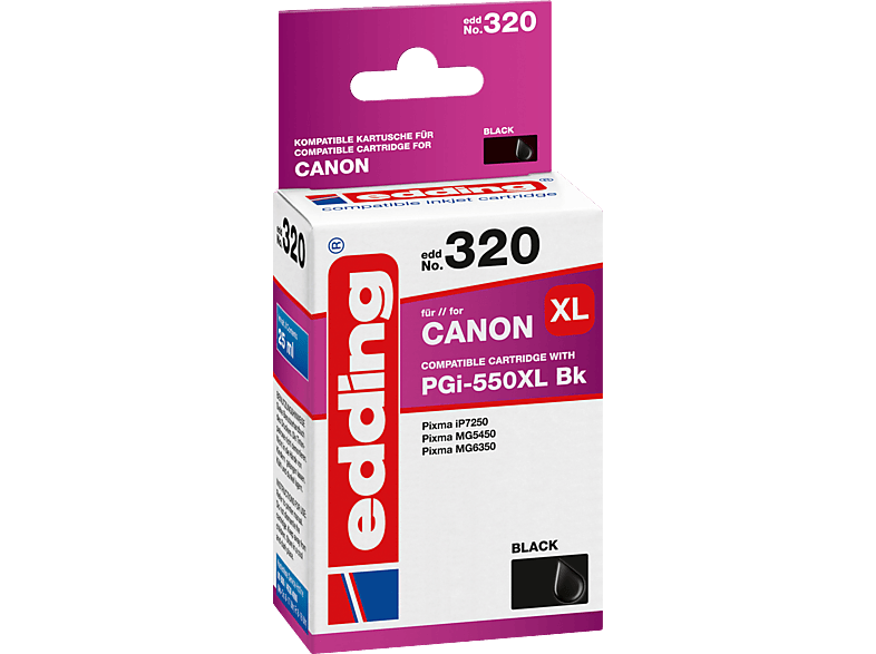 18-320 Tintenpatrone PGI-550XL Canon schwarz EDDING Black