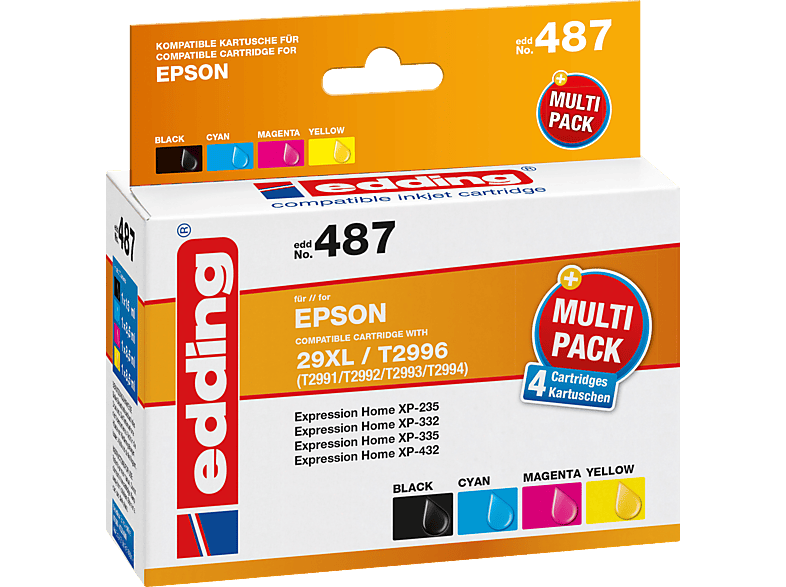EDDING 18-487 St./Pack. Tintenpatrone 4 sw/c/m/y Multicolor Epson wie T29XL