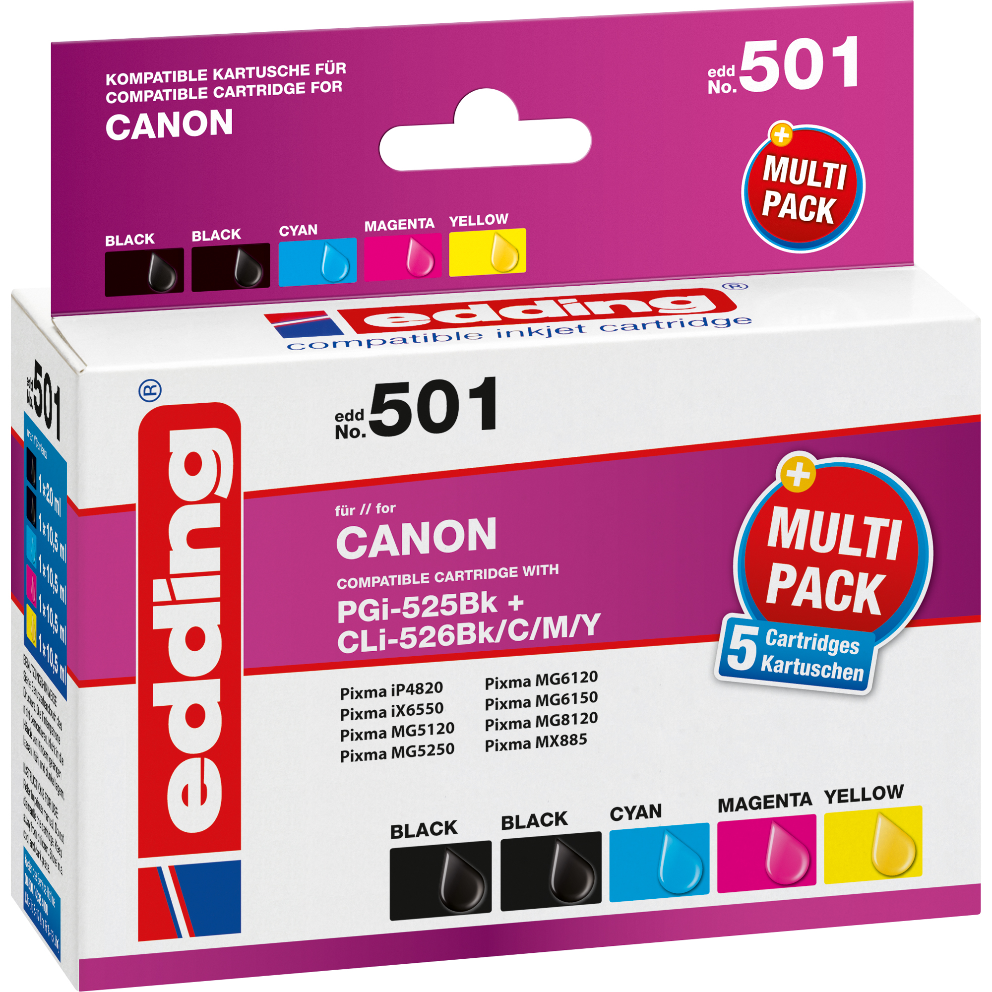 wie PGI525/CLI526 EDDING 5 Canon Tintenpatrone Multicolor 18-501 St./Pack.