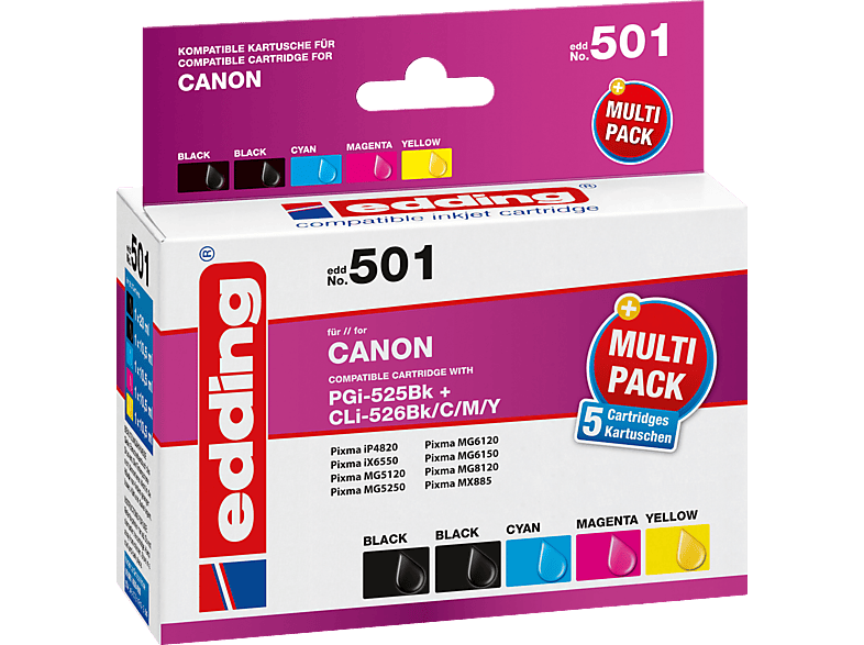 EDDING Tintenpatrone 18-501 wie Canon PGI525/CLI526 5 St./Pack. Multicolor
