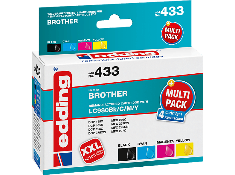 EDDING Tintenpatrone 18-433 Brother LC980 Multipack 4St./Pack Multicolor | Tonerkartuschen