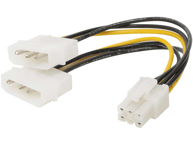 SHIVERPEAKS Int. Stromkabel 2x5.25 St./6pol PCI Express 0,13m PC Stromkabel, schwarz | Netzteile & Ladegeräte