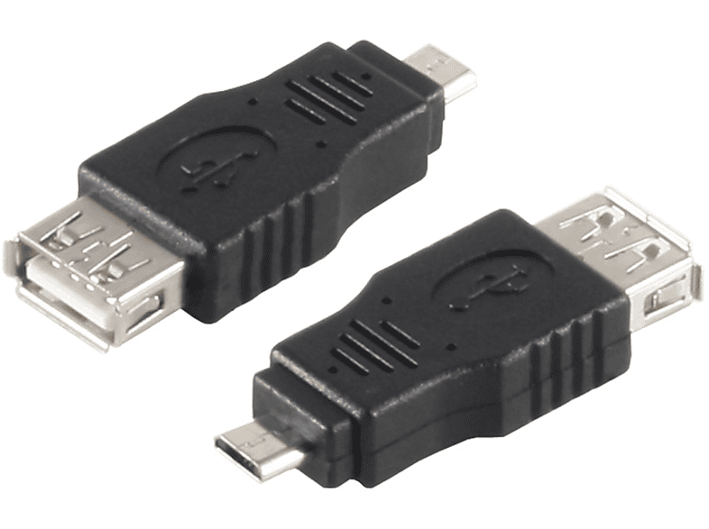 Stecker Micro-B A-Buchse auf USB-OTG SHIVERPEAKS 2.0 Ladekabel, schwarz