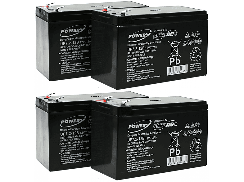 POWERY Blei-Akku für APC Smart-UPS SURT1000XLI Lead-Acid Bleiakkus, 12 Volt, 7,2Ah