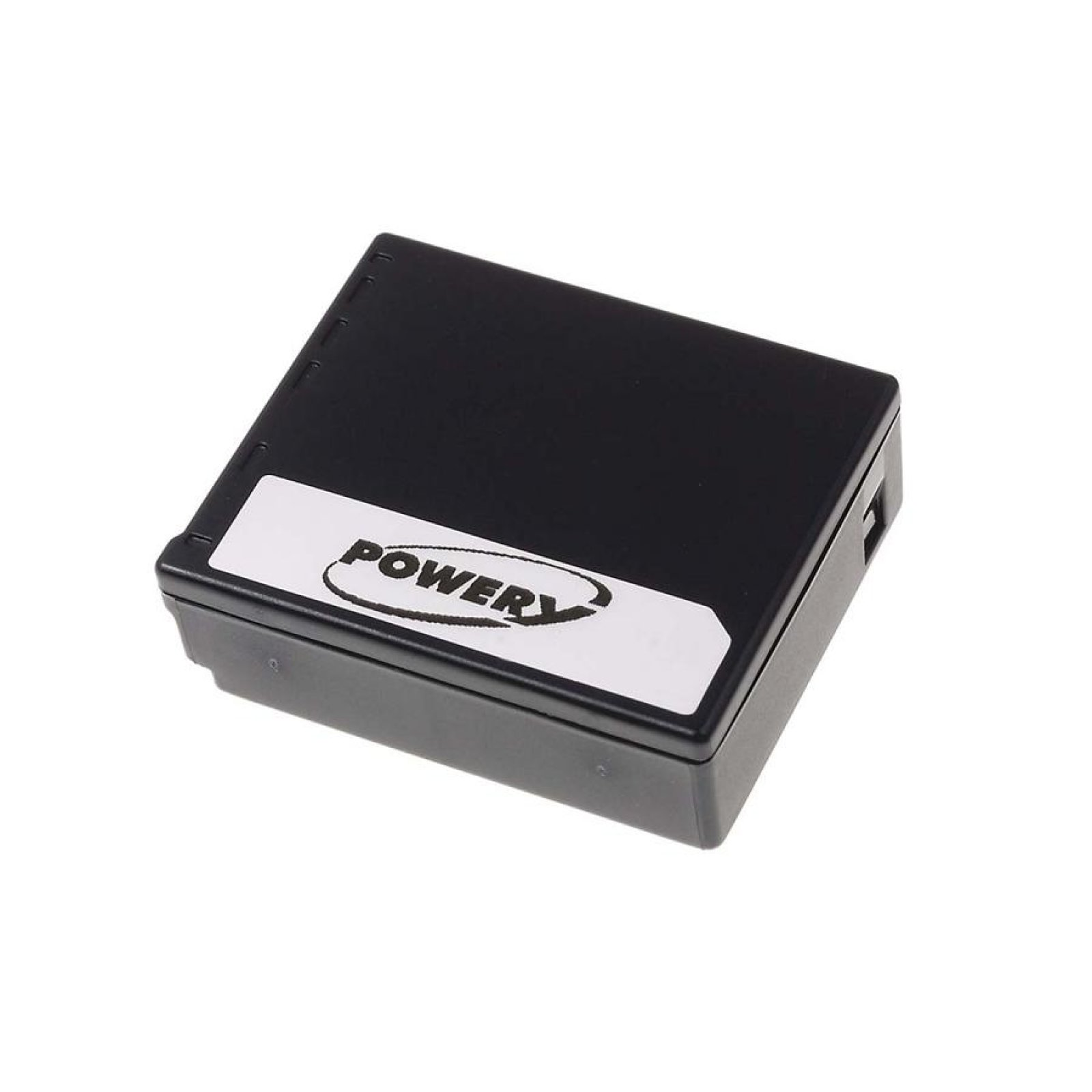 Caja de batería negra con la palabra "POWERY" escrita.