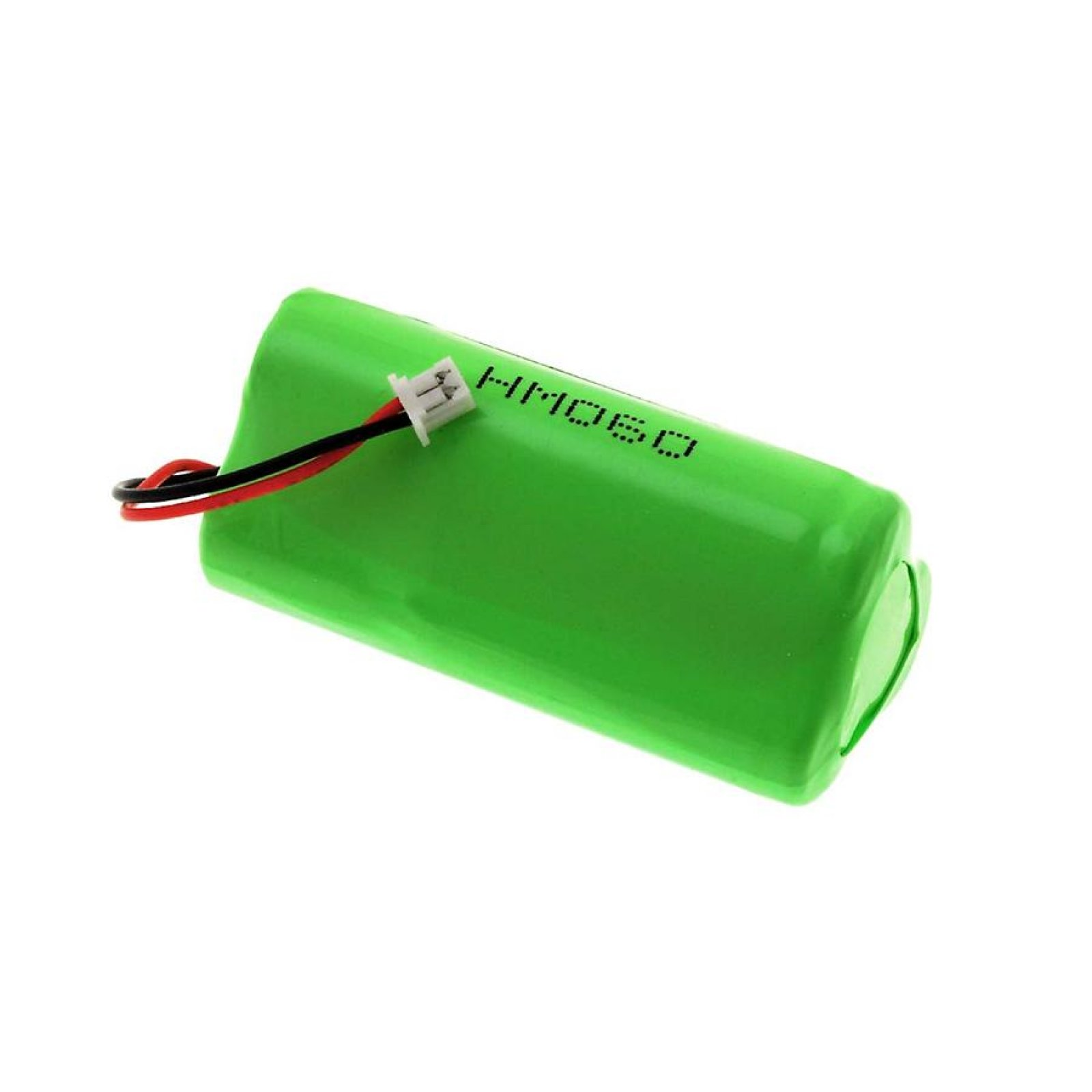 Batería verde con cables y conector.