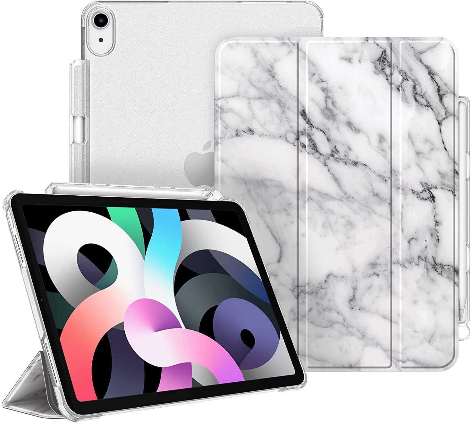 FINTIE Hülle, Weiß iPad, 4. 2020, Zoll Air iPad Bookcover, 10.9 Generation Marmor