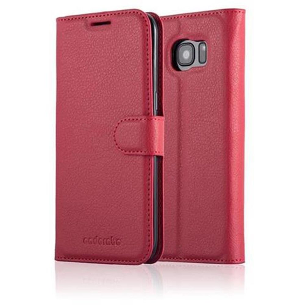 CADORABO Book EDGE, Galaxy KARMIN Bookcover, Standfunktion, Samsung, Hülle S7 ROT