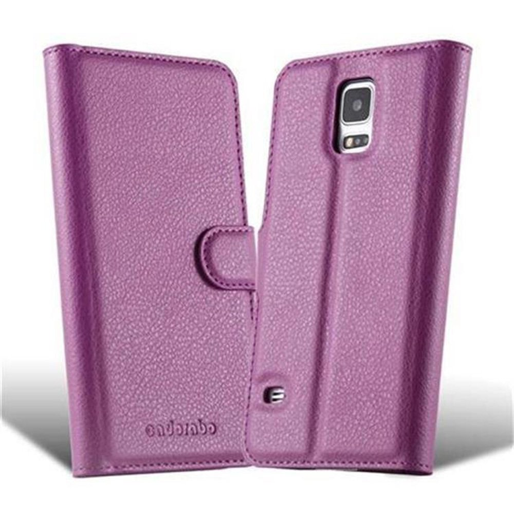 CADORABO Book MANGAN Samsung, Hülle Standfunktion, S5 Bookcover, VIOLETT / Galaxy NEO, S5