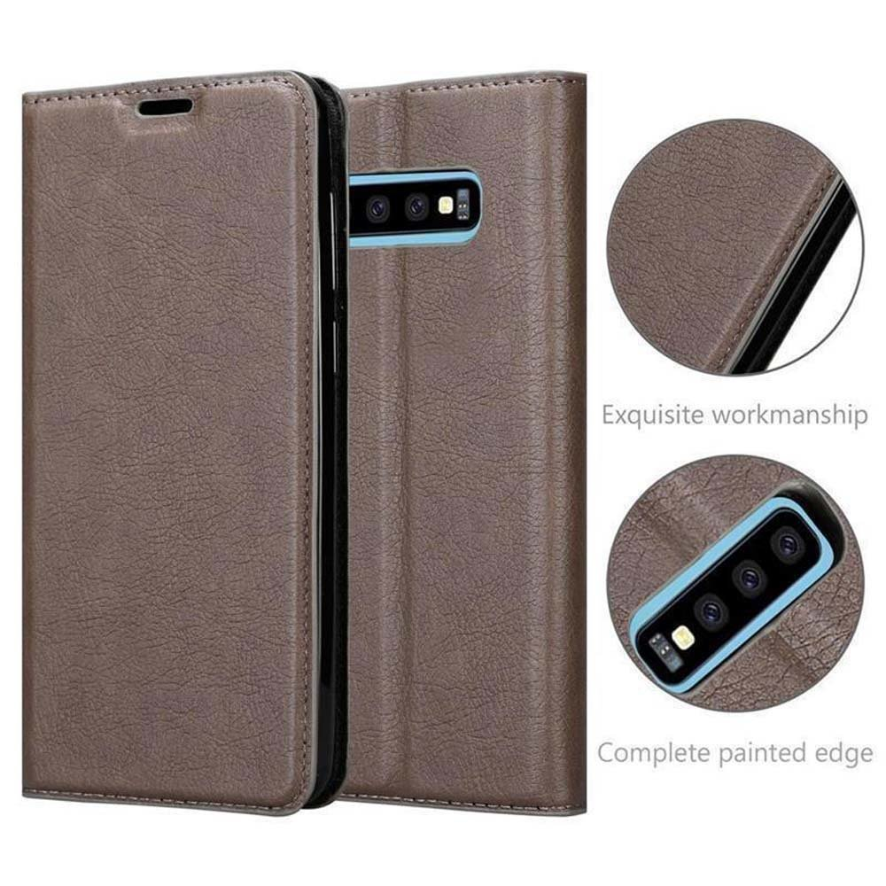 CADORABO Invisible Samsung, KAFFEE Magnet, Galaxy S10 Book Bookcover, BRAUN Hülle PLUS,