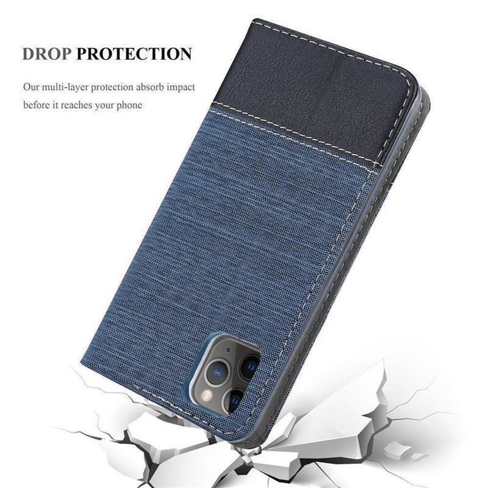 iPhone DUNKEL BLAU 11 Book CADORABO im Style, Jeans Apple, Schutzhülle Bookcover, PRO, SCHWARZ