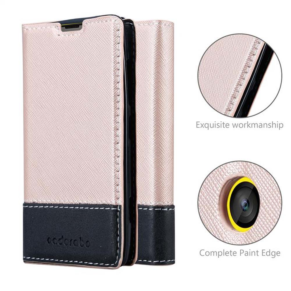 Bookcover, 520 CADORABO GOLD Nokia, Lumia Hülle, / SCHWARZ 521, Kunstleder ROSÉ