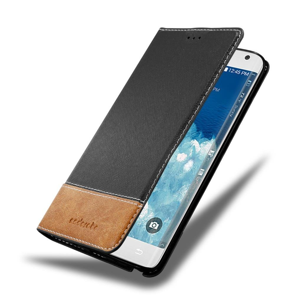 Bookcover, Samsung, Hülle, NOTE SCHWARZ BRAUN EDGE, Galaxy CADORABO Kunstleder