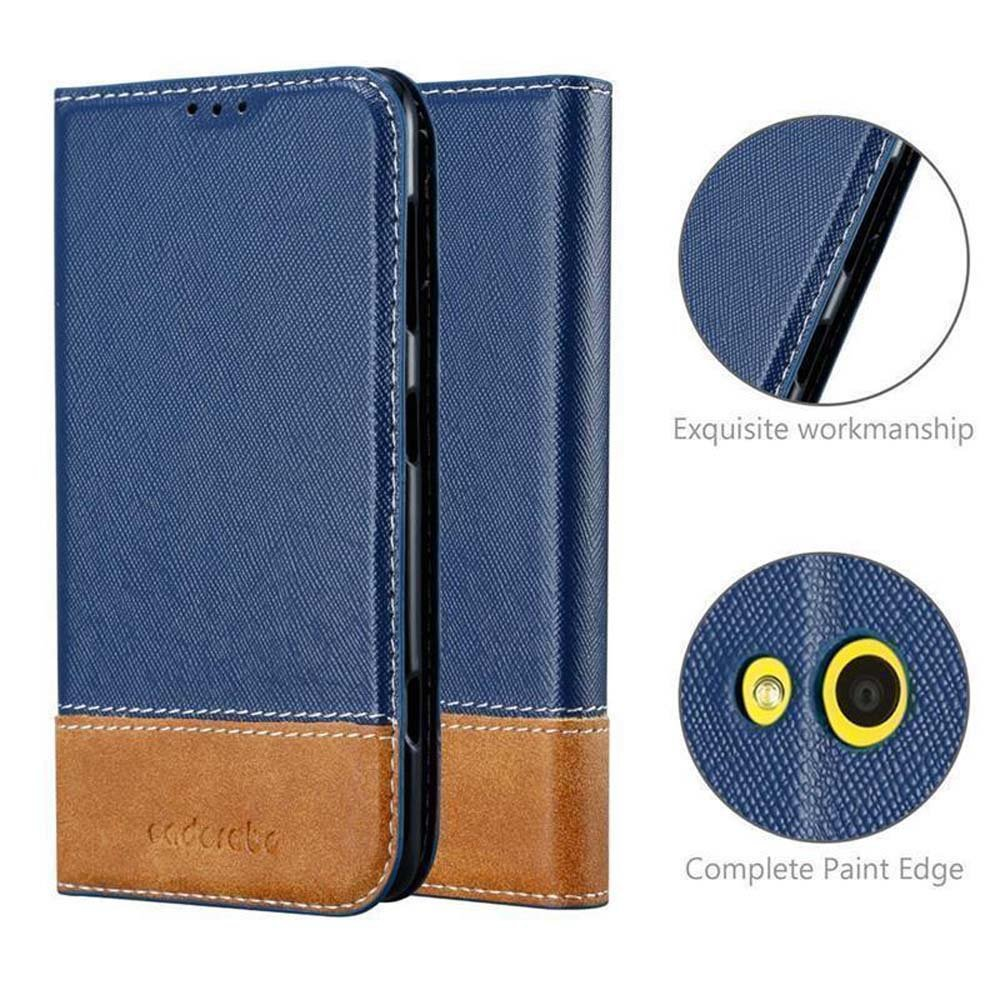 Kunstleder CADORABO Lumia Nokia, BLAU DUNKEL Hülle, BRAUN Bookcover, 625,