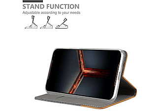 CADORABO Jeans Book Hülle, Bookcover, Asus, ROG Phone 2, HELL GRAU BRAUN