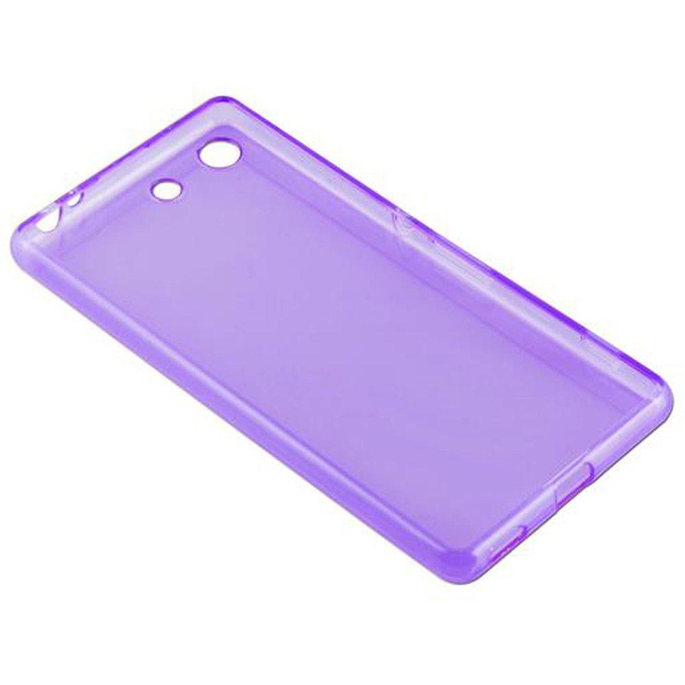 Lila Handyhülle. Die Hülle ist eine transparente Abdeckung zum Schutz des Telefons.