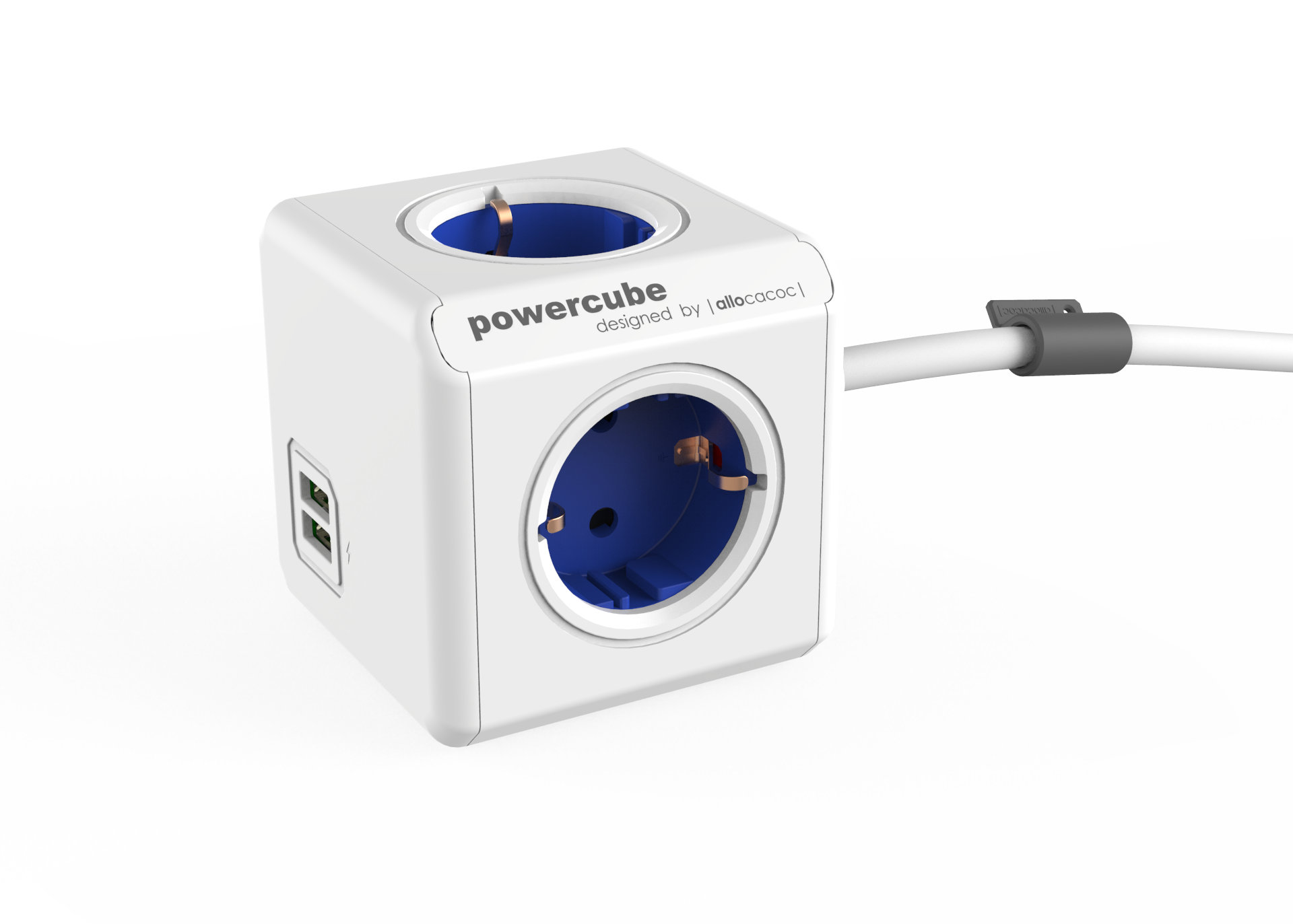 ALLOCACOC PowerCube DuoUSB Extended Mehrfachstecker mit USB-Ladefunktion