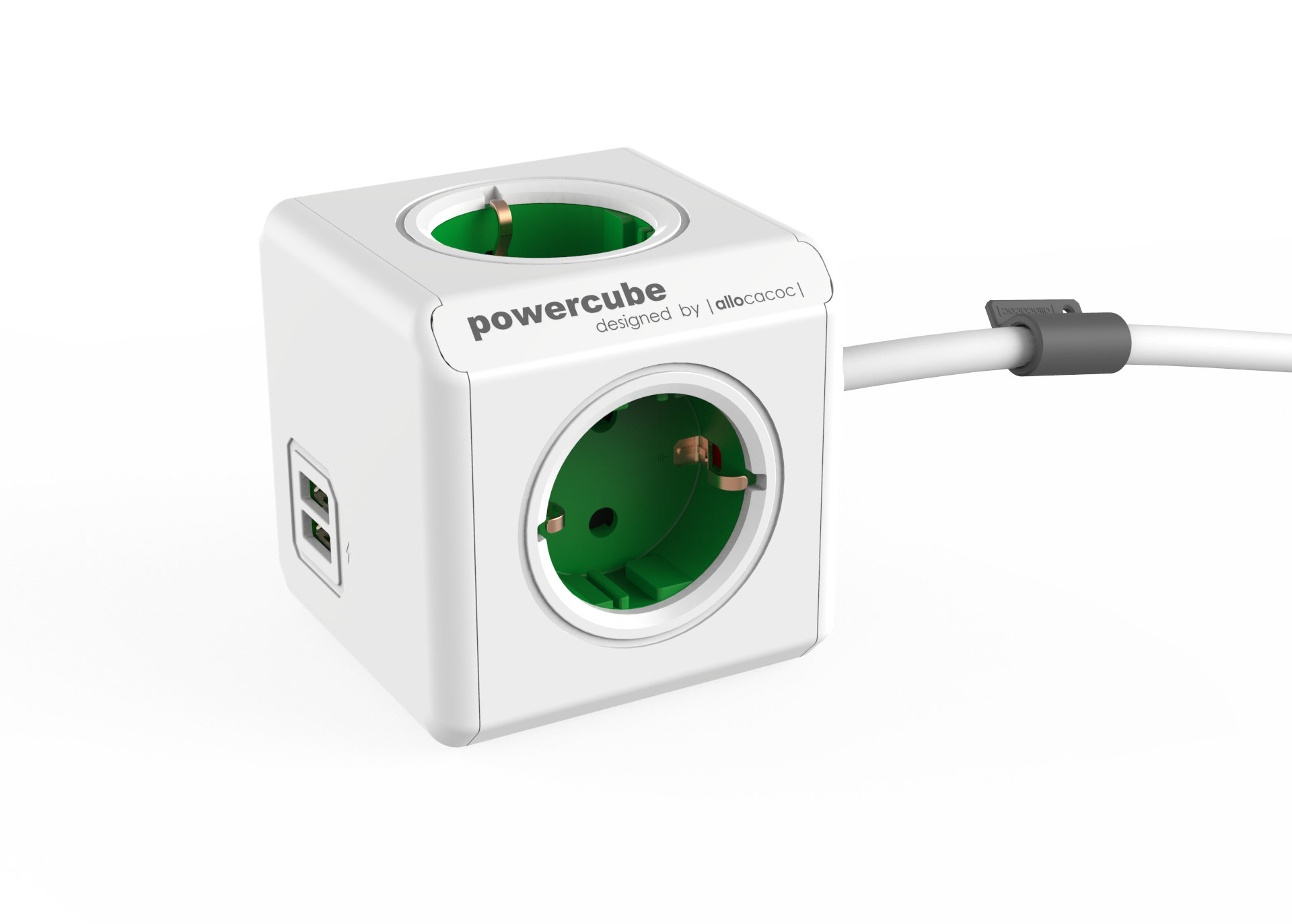 ALLOCACOC PowerCube DuoUSB Mehrfachstecker mit USB-Ladefunktion Extended