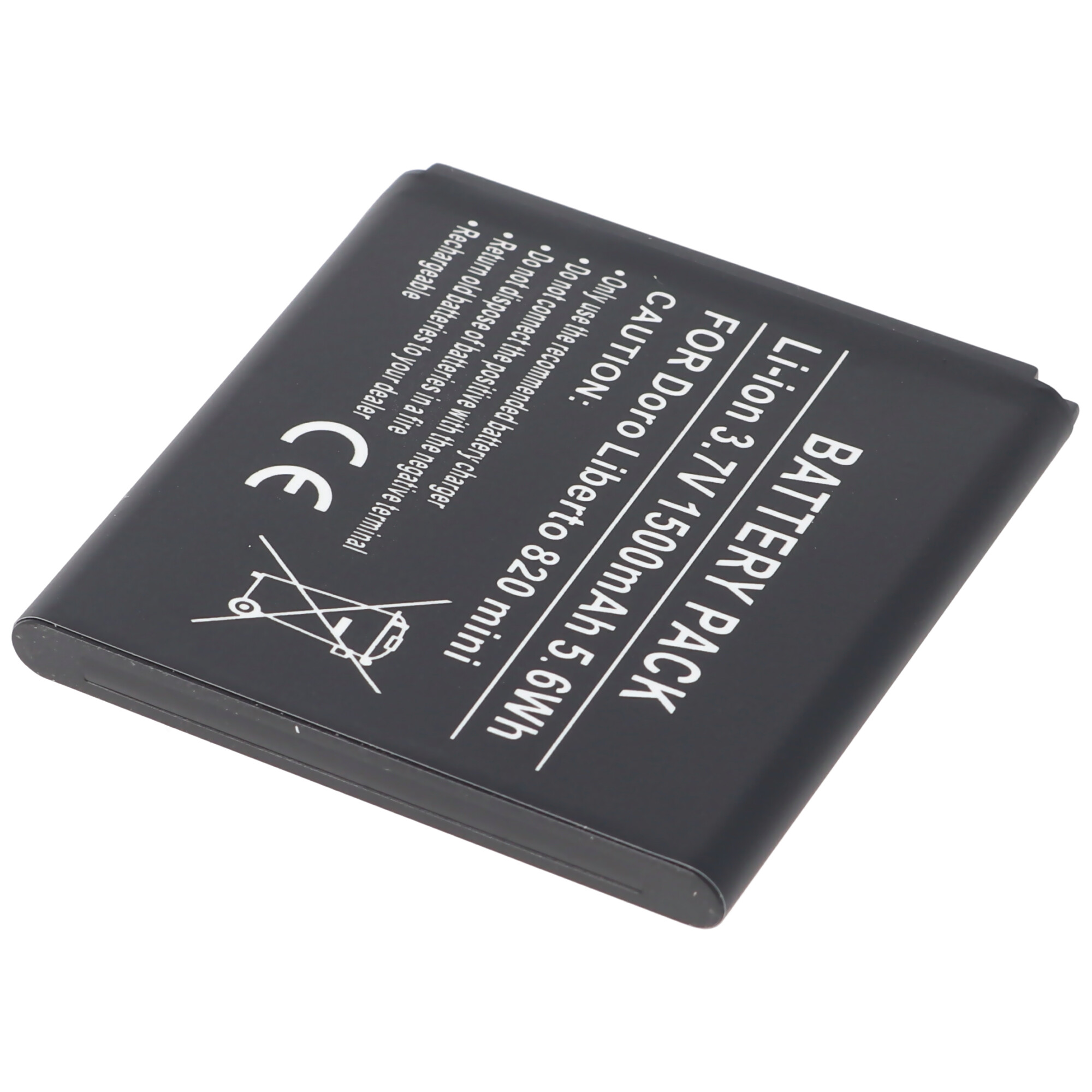 Schwarzer Akku für Doro Liberto 820 mini, 3,7V, 1500mAh.