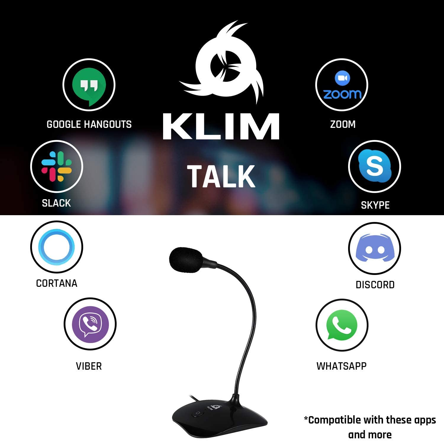 Schwarz Mac, PC Standmikrofon KLIM Talk für USB und