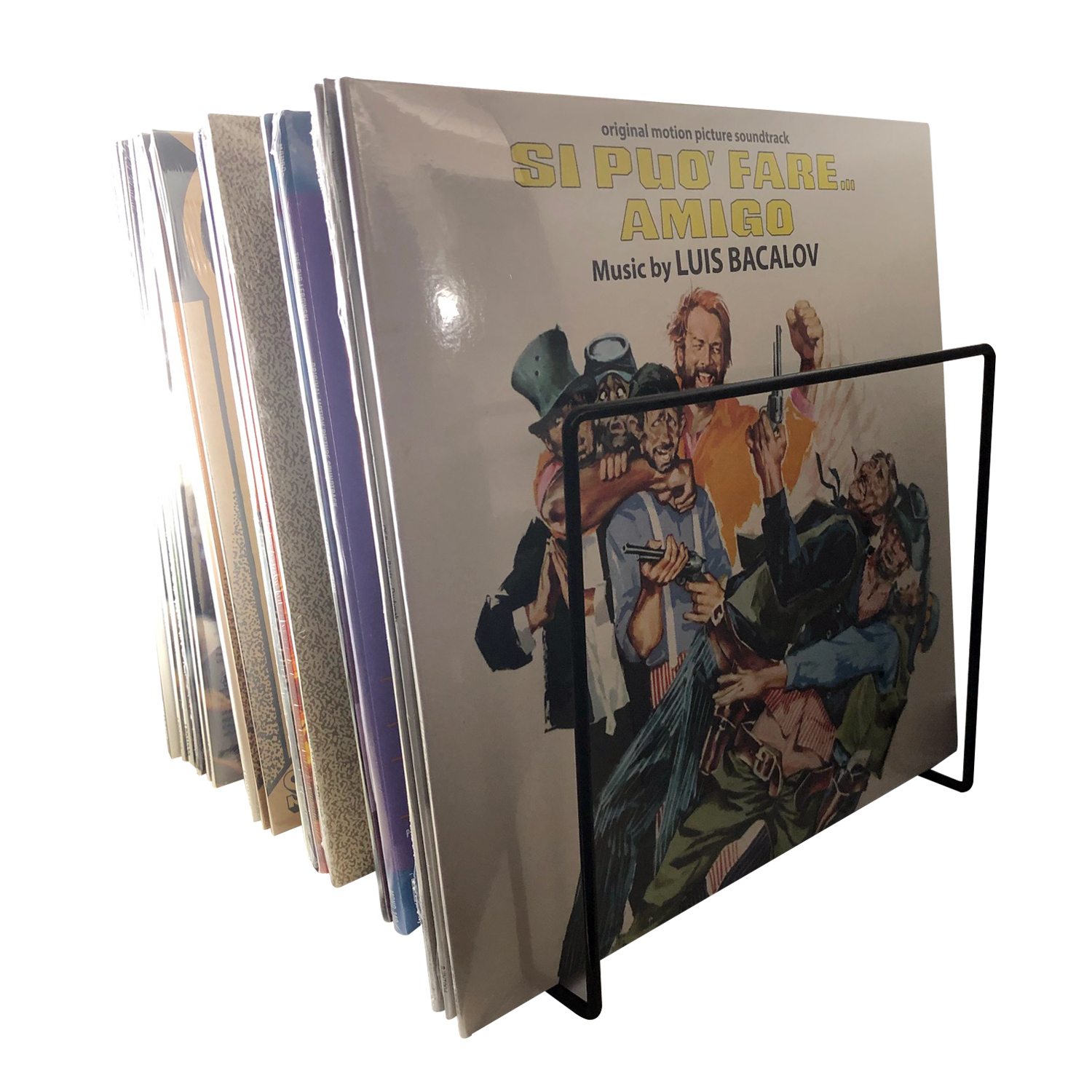 Schallplatten Ständer LP ständer Vinyl Schallplatten schwarz Tisch-Rack Records / 7EVEN