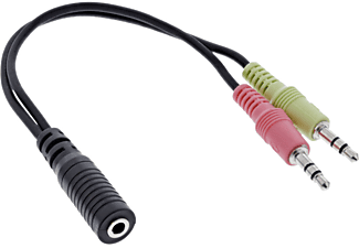 INLINE Audio Headset Adapterkabel Y- / Adapterkabel, Klinke zu Klinke, 0,15 m