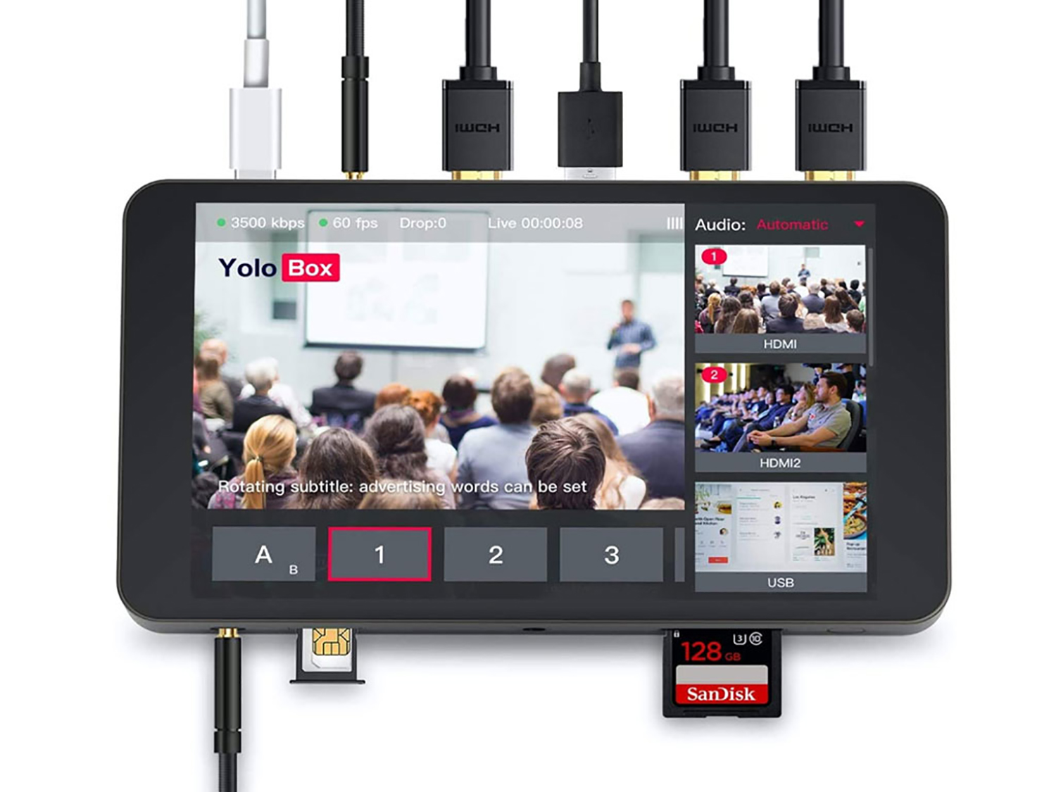 Schwarz Videostreaming, YOLOLIV Smart Multi-Camera Streaming Live YoloBox