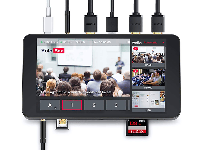 YOLOLIV YoloBox Smart Multi-Camera Live Streaming Videostreaming, Schwarz