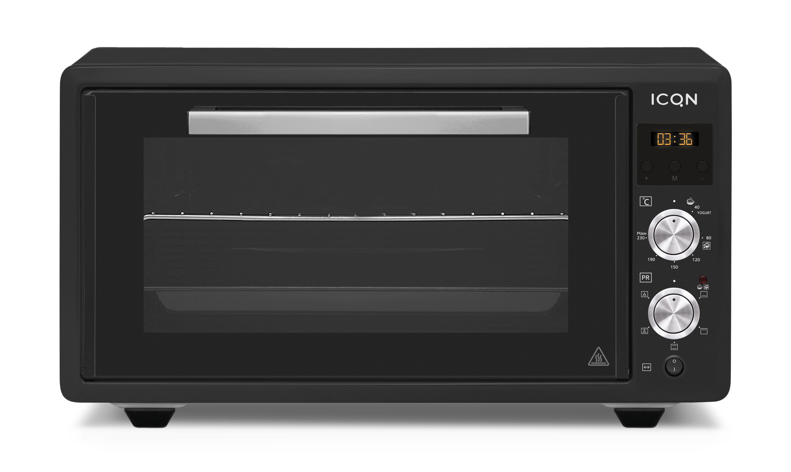 ICQN 50 L Digitalem Backofen Timer, 1400 LED-Anzeige, Set mit Backblech Doppelverglasung, Umluft, W, inkl. Mini