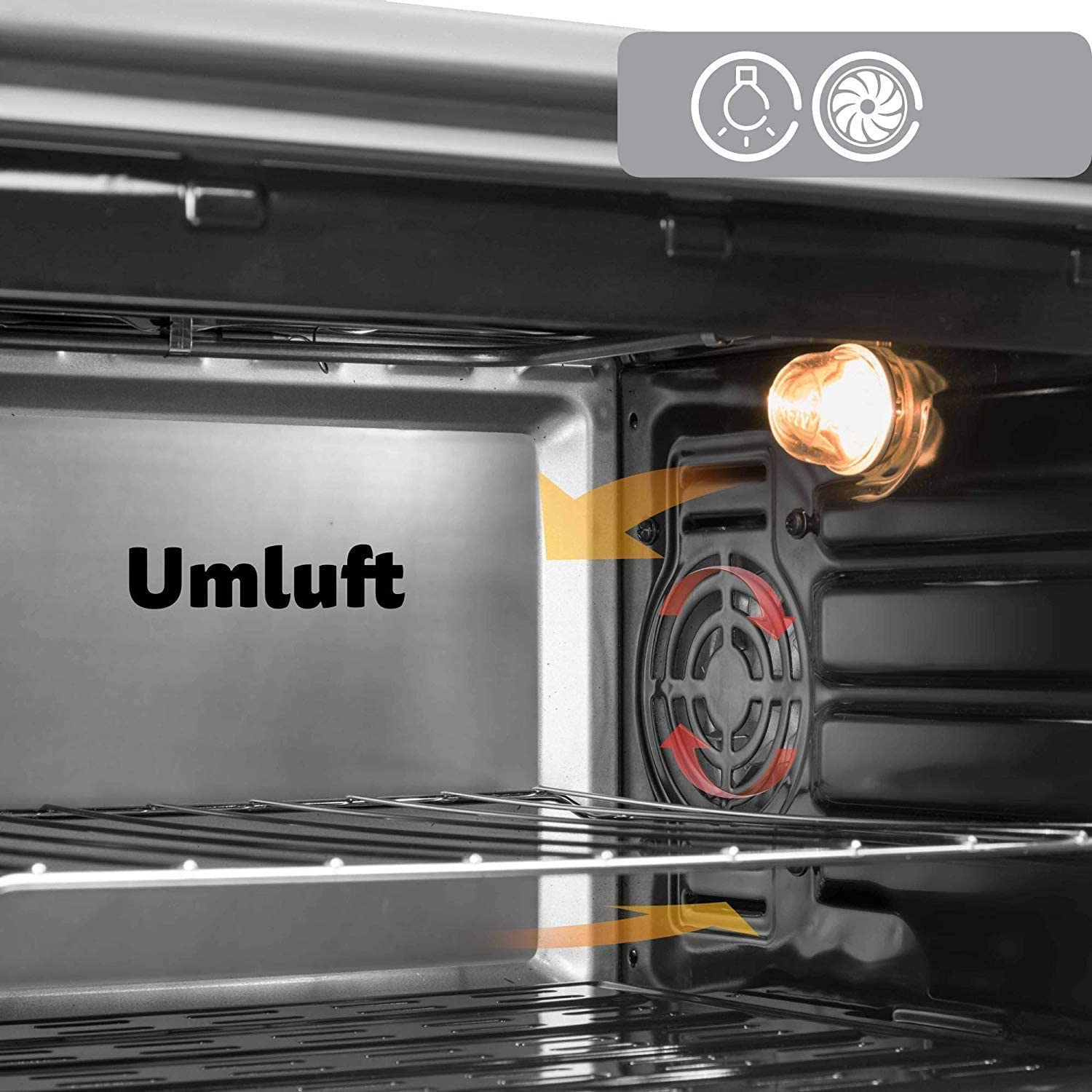 ICQN 50 Liter Minibackofen mit | Umluft Pizza-Ofen Timer LED-Anzeige Popup-Knöpfe und Mini | | Digital Backofen