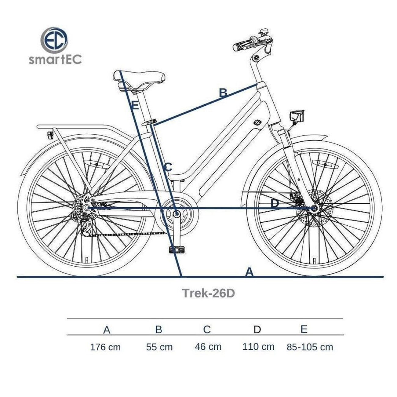 SMARTEC Trek-26D Unisex-Rad, Pedelec/E-Bike (Laufradgröße: 26 Blau) Wh, 468 Trekkingrad Trekking Zoll