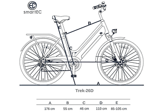 SMARTEC Trek-26D Trekking Pedelec/E-Bike Trekkingrad (Laufradgröße: 26 Zoll, Unisex-Rad, 468 Wh, Blau)