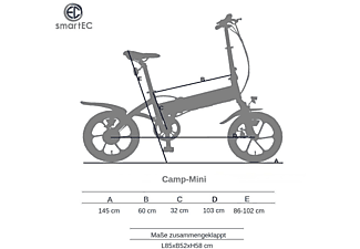 SMARTEC Camp-Mini Falt Pedelec/E-Bike Kompakt-/Faltrad (Laufradgröße: 16 Zoll, Unisex-Rad, 360 Wh, weiß)