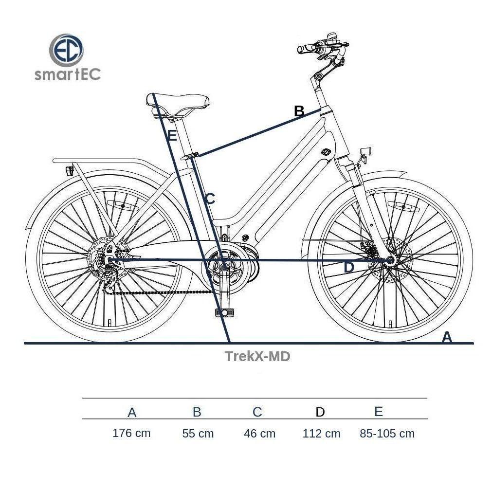 SMARTEC TrekX-26MD Trekking Pedelec/E-Bike Trekkingrad Blau) 46 cm, 26 468 Unisex-Rad, Wh, (Laufradgröße: Zoll, Rahmenhöhe