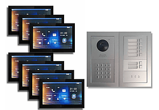 GOLIATH INTERCOM IP Hybrid Video Türsprechanlage 7-Familienhaus Zahlencode Anzeige Video Türsprechanlage, schwarz