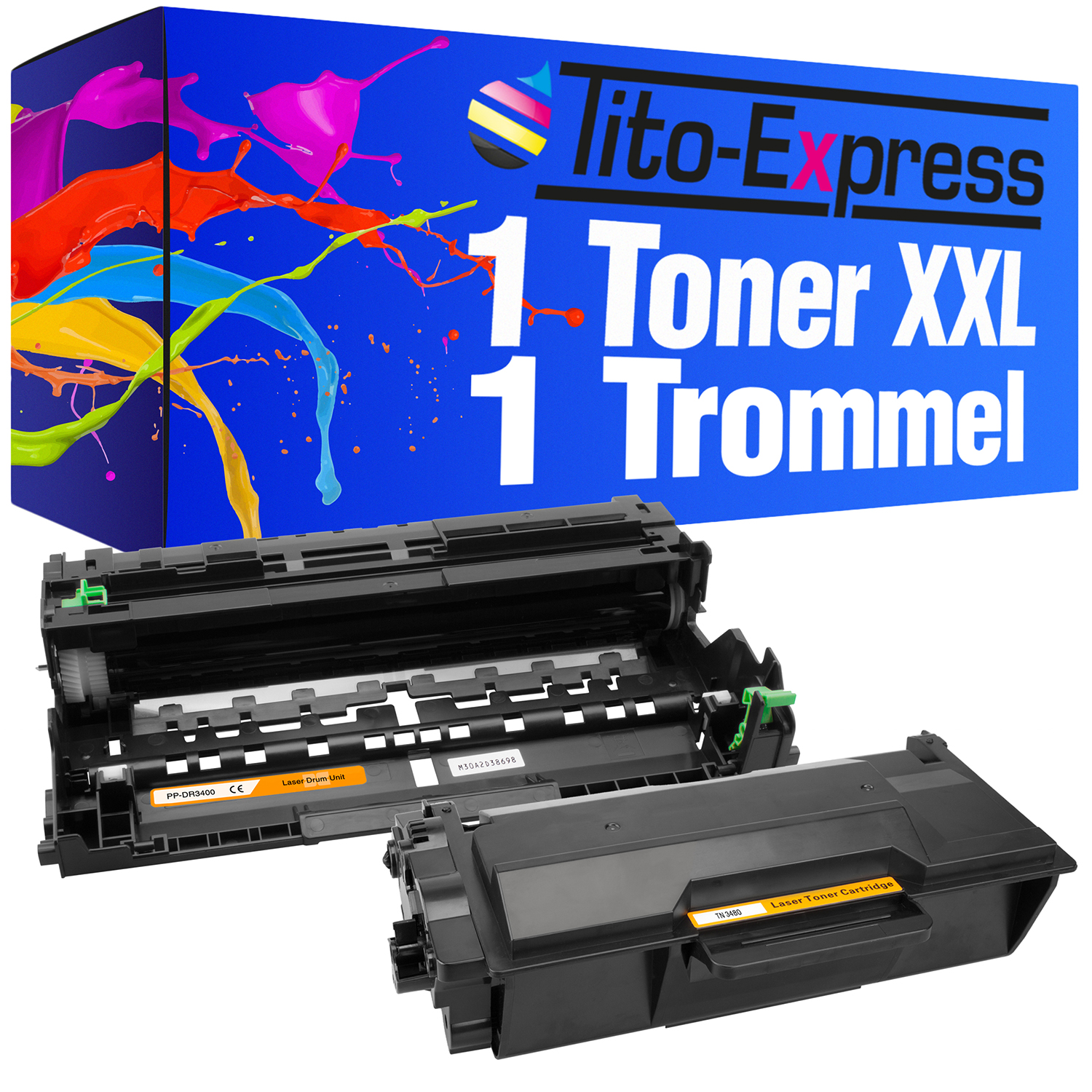 1 TITO-EXPRESS DR-3400 & (DR3400 black & PLATINUMSERIE Toner Trommel 1 TN-3480 TN3480) Brother Toner ersetzt Trommel