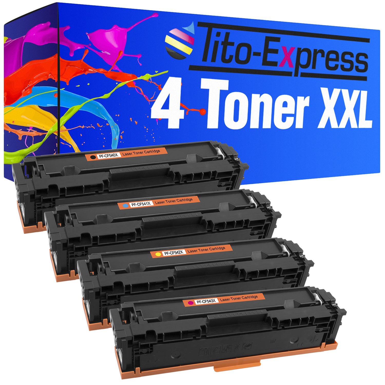 (CF540X-543X) Toner CF540X-CF543X Toner ersetzt TITO-EXPRESS cyan, magenta, PLATINUMSERIE HP 4 black, yellow