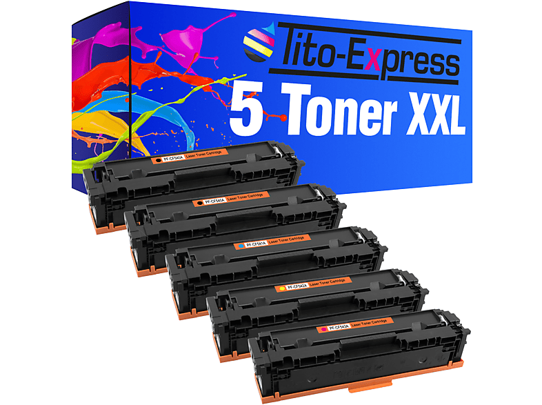 TITO-EXPRESS PLATINUMSERIE CF540A-543A Toner black, HP (CF540A) magenta, cyan, yellow 5 ersetzt Toner 203A