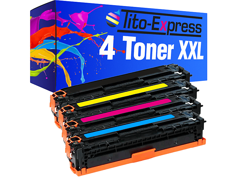 TITO-EXPRESS PLATINUMSERIE 4 Toner HP CE322A CE321A cyan, Toner 128A CE323A) black, magenta, yellow ersetzt (CE320A