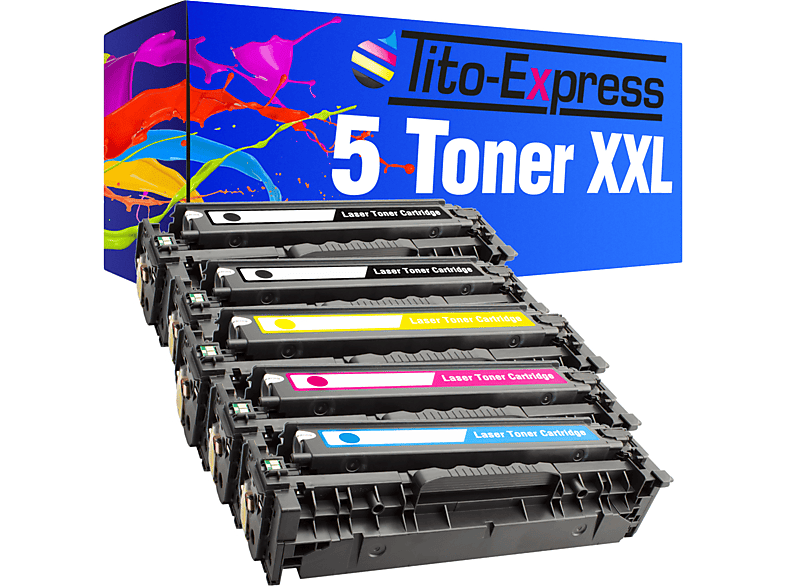 Toner (CE410X TITO-EXPRESS 5 HP Toner CE412A cyan, PLATINUMSERIE black, 305X CE411A 305A ersetzt magenta, yellow CE413A)