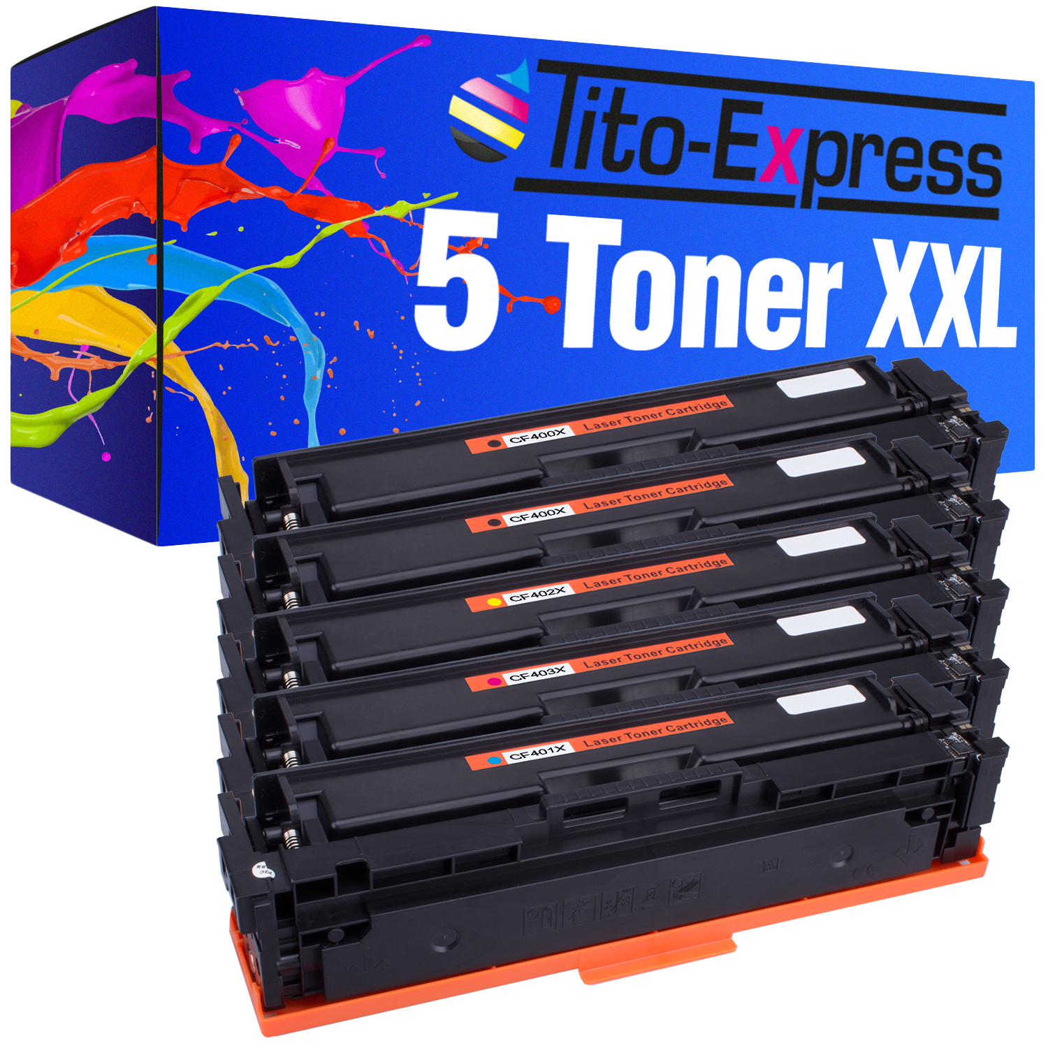 Toner 5 PLATINUMSERIE yellow Toner ersetzt (CF400X-403X) black, HP cyan, CF400X-CF403X magenta, TITO-EXPRESS