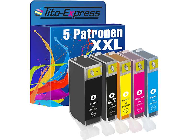 TITO-EXPRESS PLATINUMSERIE 5er Set ersetzt Canon PGI-525 & CLI-526 Tintenpatronen Black, Photoblack, Cyan, Magenta, Yellow (4540B017)