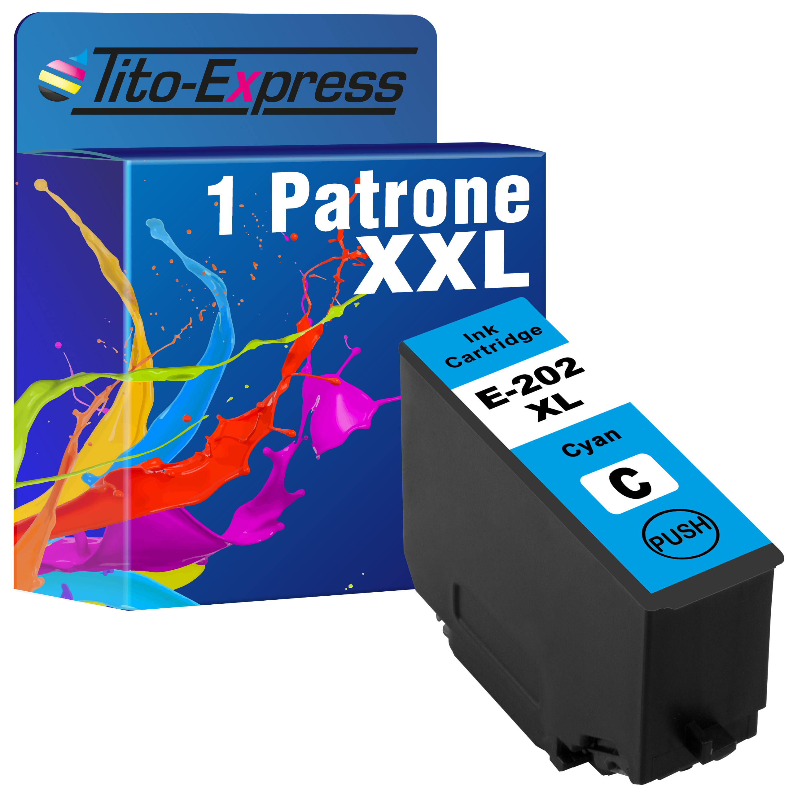 TITO-EXPRESS PLATINUMSERIE Tintenpatrone Patrone (C13T02H24010) 202 Cyan ersetzt Epson 1 XL