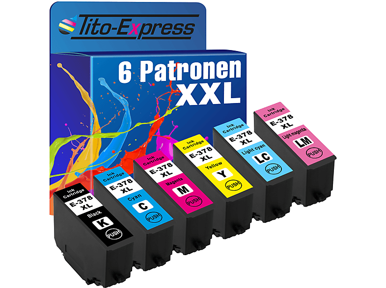 TITO-EXPRESS PLATINUMSERIE 6er Set ersetzt Epson 378 XL Tintenpatronen Black, Cyan, Magenta, Yellow, Light Cyan, Light Magenta (C13T37984010)