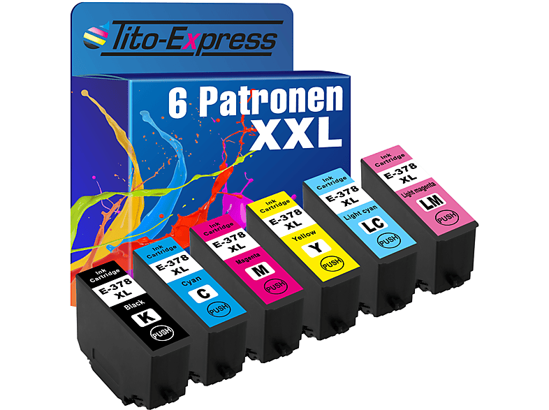 Magenta, Epson (C13T37984010) ersetzt 6er 378 PLATINUMSERIE Tintenpatronen Light Yellow, XL Cyan, Magenta TITO-EXPRESS Cyan, Black, Set Light