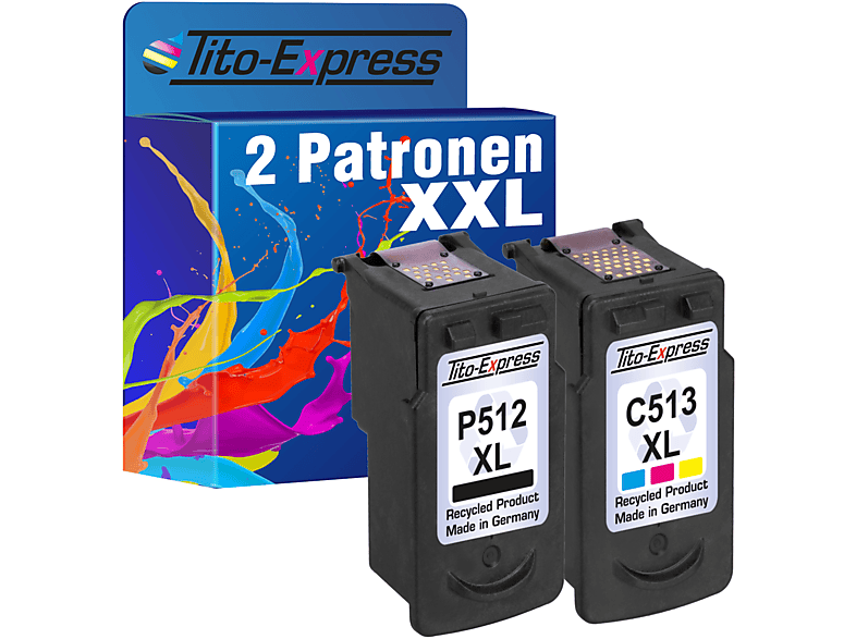 TITO-EXPRESS PLATINUMSERIE 2er Set ersetzt Canon PG-512 XL CL-513 XL Tintenpatronen Black, Cyan, Magenta, Yellow (2969B001 2971B001)