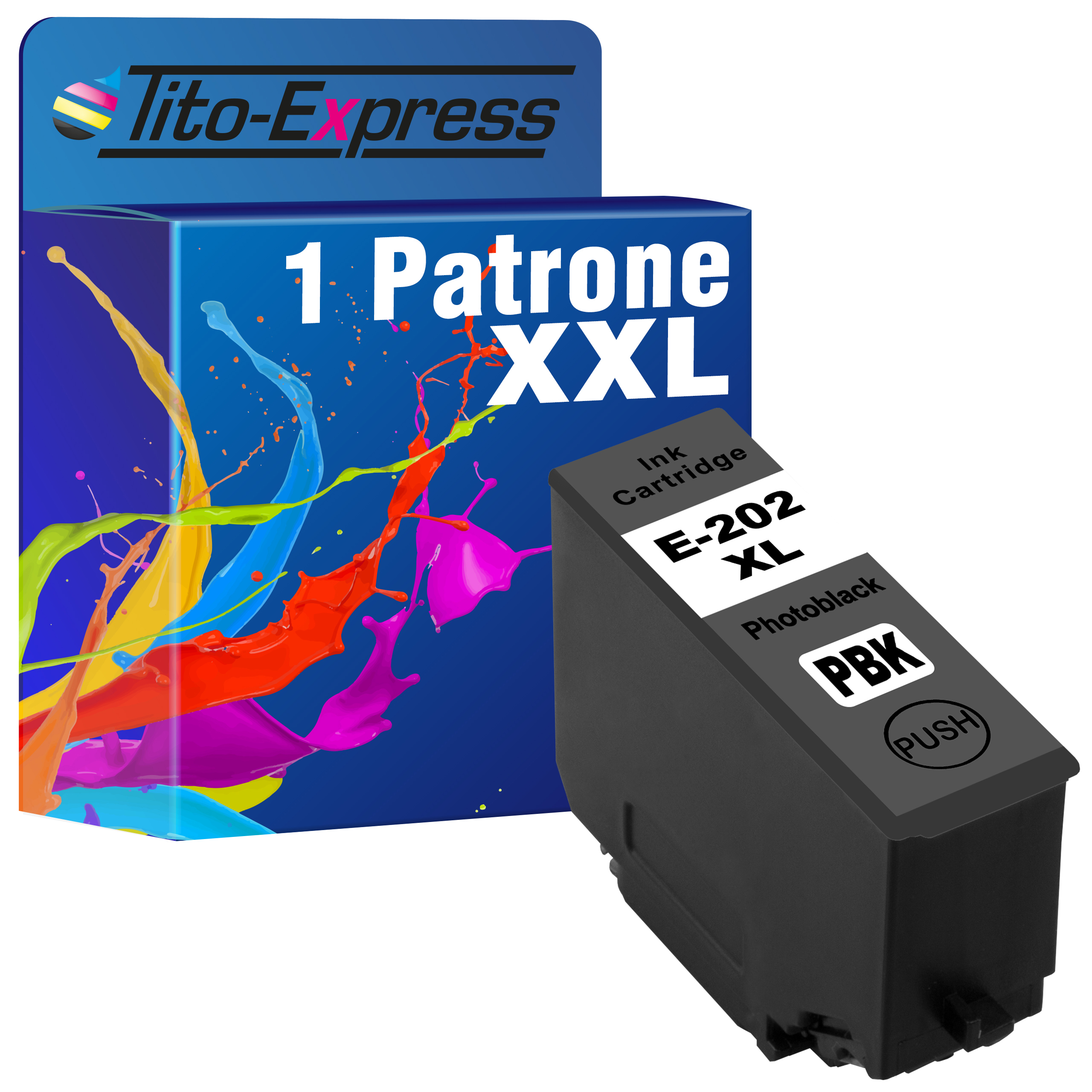 PLATINUMSERIE Epson TITO-EXPRESS Patrone 202 Tintenpatrone XL ersetzt 1 Photoblack (C13T02H14010)